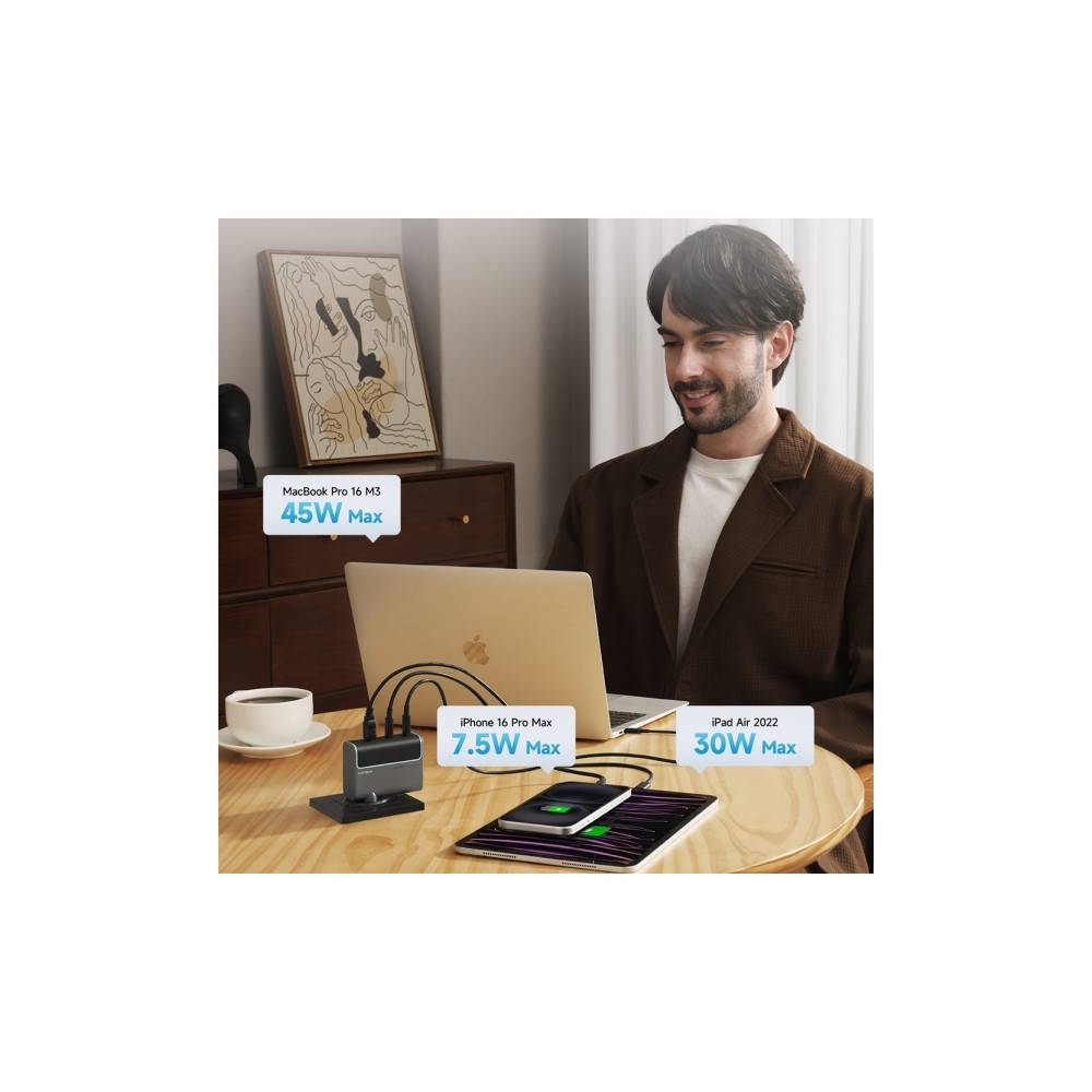 Produktbild för Cuktech CUKAD1003EUG GaN 100W väggladdare 2 x USB-C 1 x USB-...