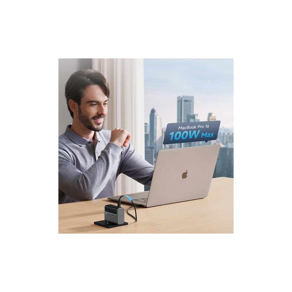 Produktbild för Cuktech CUKAD1003EUG GaN 100W väggladdare 2 x USB-C 1 x USB-...