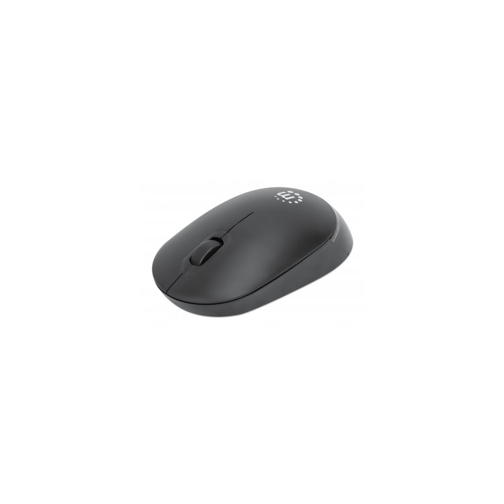 Produktbild för Manhattan Performance III Wireless Mouse, Black, 1000dpi, 2.4Ghz (up to 10m), USB, Optical, Ambidextrous, Three Button with Scroll Wheel, USB nano receiver, AA battery (not included), Low friction base, Three Year Warranty, Retail Box - mus - 2.4 GHz - sv