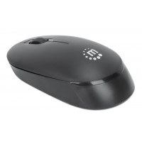 Produktbild för Manhattan Performance III Wireless Mouse, Black, 1000dpi, 2.4Ghz (up to 10m), USB, Optical, Ambidextrous, Three Button with Scroll Wheel, USB nano receiver, AA battery (not included), Low friction base, Three Year Warranty, Retail Box - mus - 2.4 GHz - sv