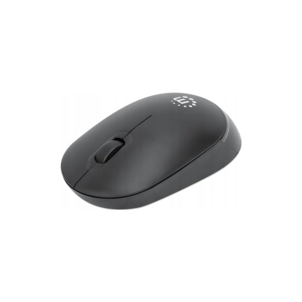 Produktbild för Manhattan Performance III Wireless Mouse, Black, 1000dpi, 2.4Ghz (up to 10m), USB, Optical, Ambidextrous, Three Button with Scroll Wheel, USB nano receiver, AA battery (not included), Low friction base, Three Year Warranty, Retail Box - mus - 2.4 GHz - sv