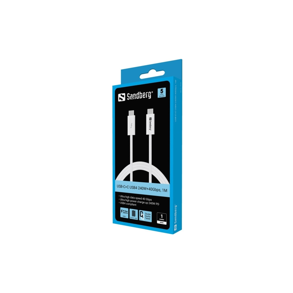 Produktbild för Sandberg - USB typ C-kabel - USB-C till USB-C - 1 m