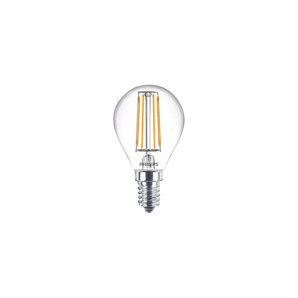 Produktbild för Philips - LED-glödlampa med filament - form: P45 - klar finish - E14 - 4.3 W - varmt vitt ljus - 2700 K (paket om 2)
