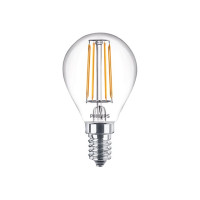 Produktbild för Philips - LED-glödlampa med filament - form: P45 - klar finish - E14 - 4.3 W - varmt vitt ljus - 2700 K (paket om 2)