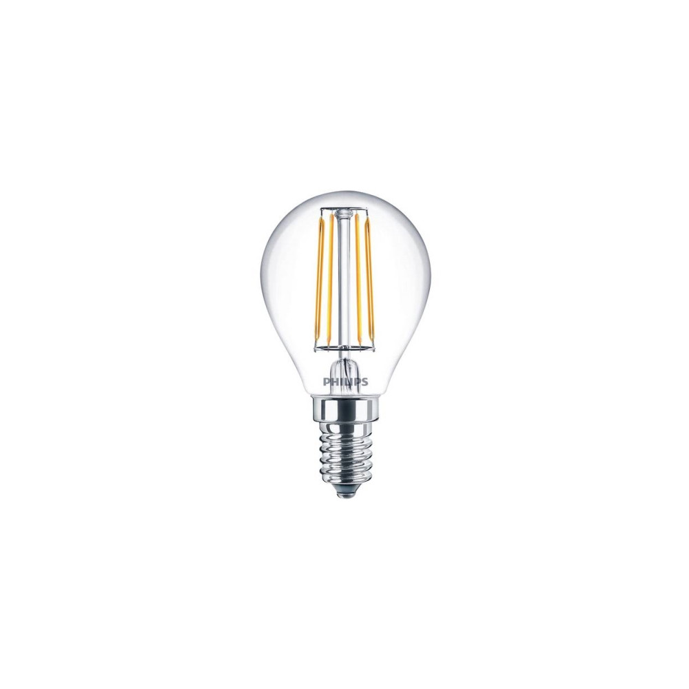 Produktbild för Philips - LED-glödlampa med filament - form: P45 - klar finish - E14 - 4.3 W - varmt vitt ljus - 2700 K (paket om 2)