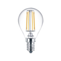 Produktbild för Philips - LED-glödlampa med filament - form: P45 - klar finish - E14 - 4.3 W - varmt vitt ljus - 2700 K (paket om 2)