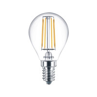 Produktbild för Philips - LED-glödlampa med filament - form: P45 - klar finish - E14 - 4.3 W - varmt vitt ljus - 2700 K (paket om 2)