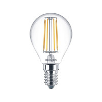 Produktbild för Philips - LED-glödlampa med filament - form: P45 - klar finish - E14 - 4.3 W - varmt vitt ljus - 2700 K (paket om 2)