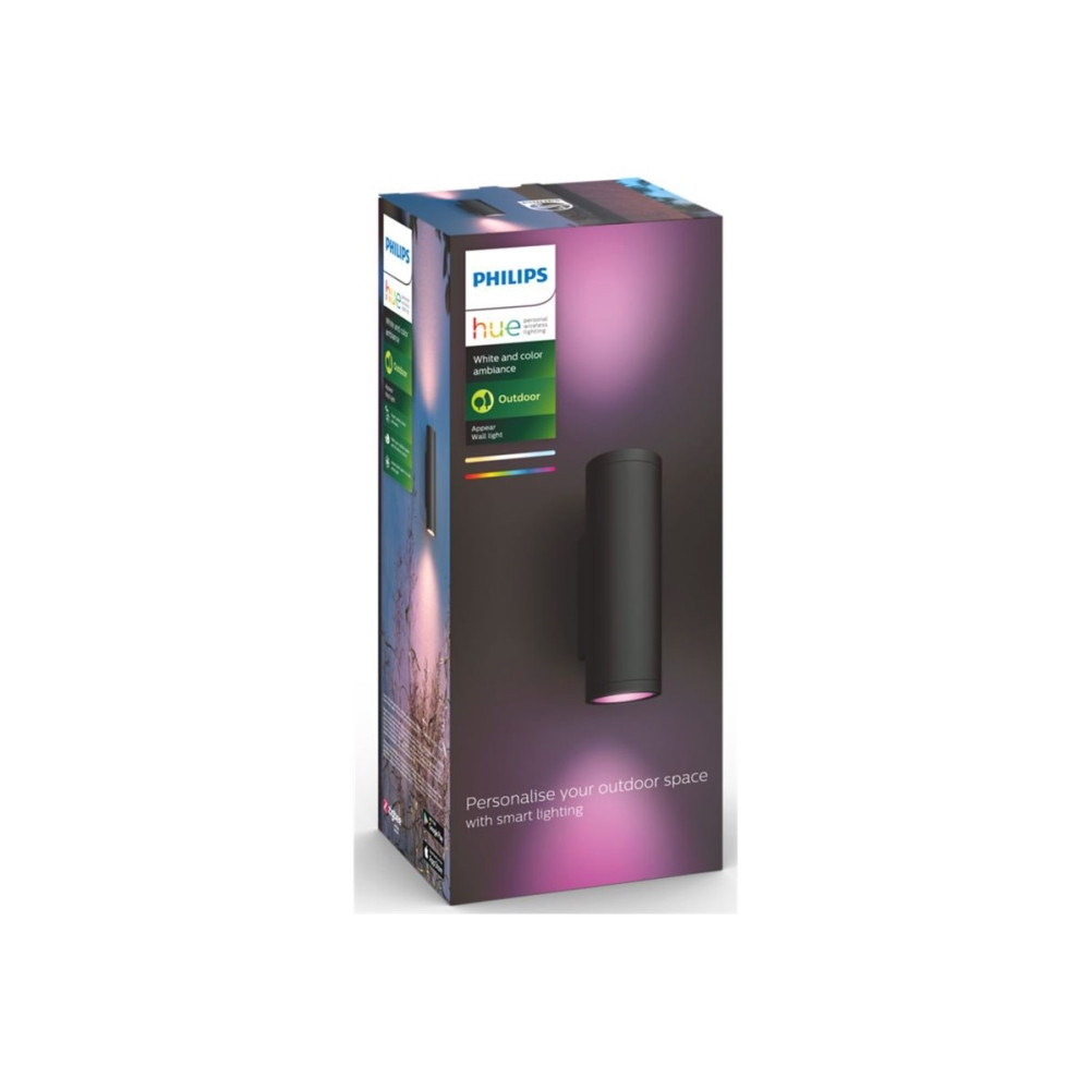 Produktbild för Philips Hue White and Color Ambiance Appear - vägglampa - LED - 8 W - 16 miljoner färger - 2000-6500 K - svart