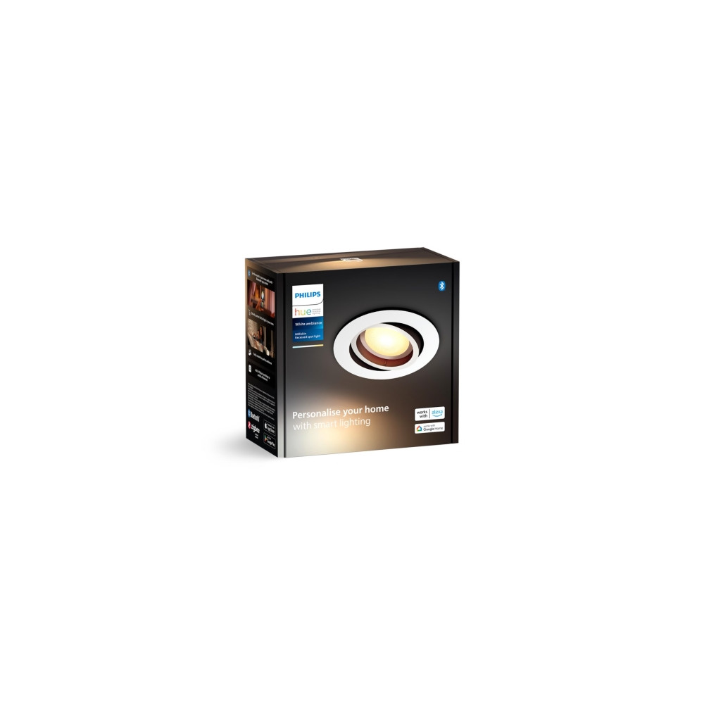 Produktbild för Philips Hue White ambiance Milliskin - infälld spotlight - LED-spotlight - GU10 - 4.2 W - varmt till kallt vitt ljus - 2200-6500 K - vit