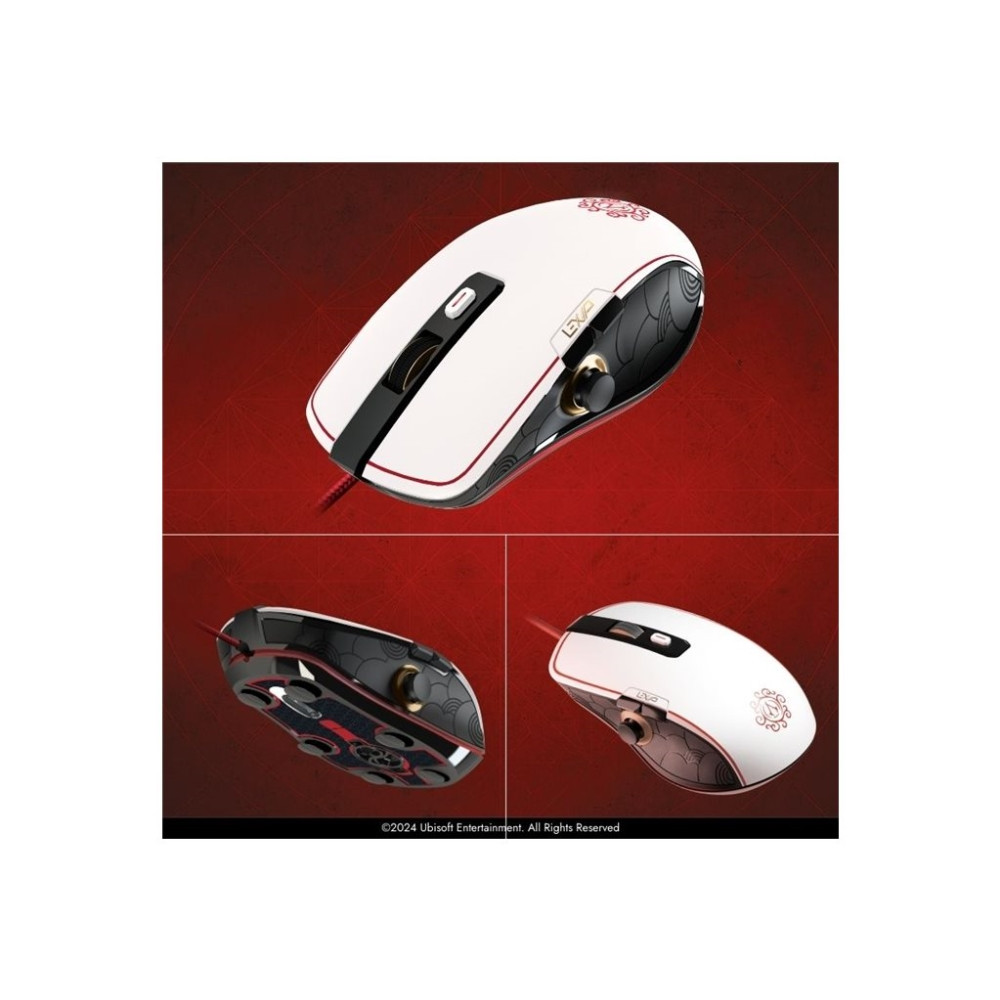 Produktbild för Lexip - Initiate Bundle - mus - USB-A - svart, guld, röd, vit - med Ubisoft mouse pad and Assassin's Creed Shadows