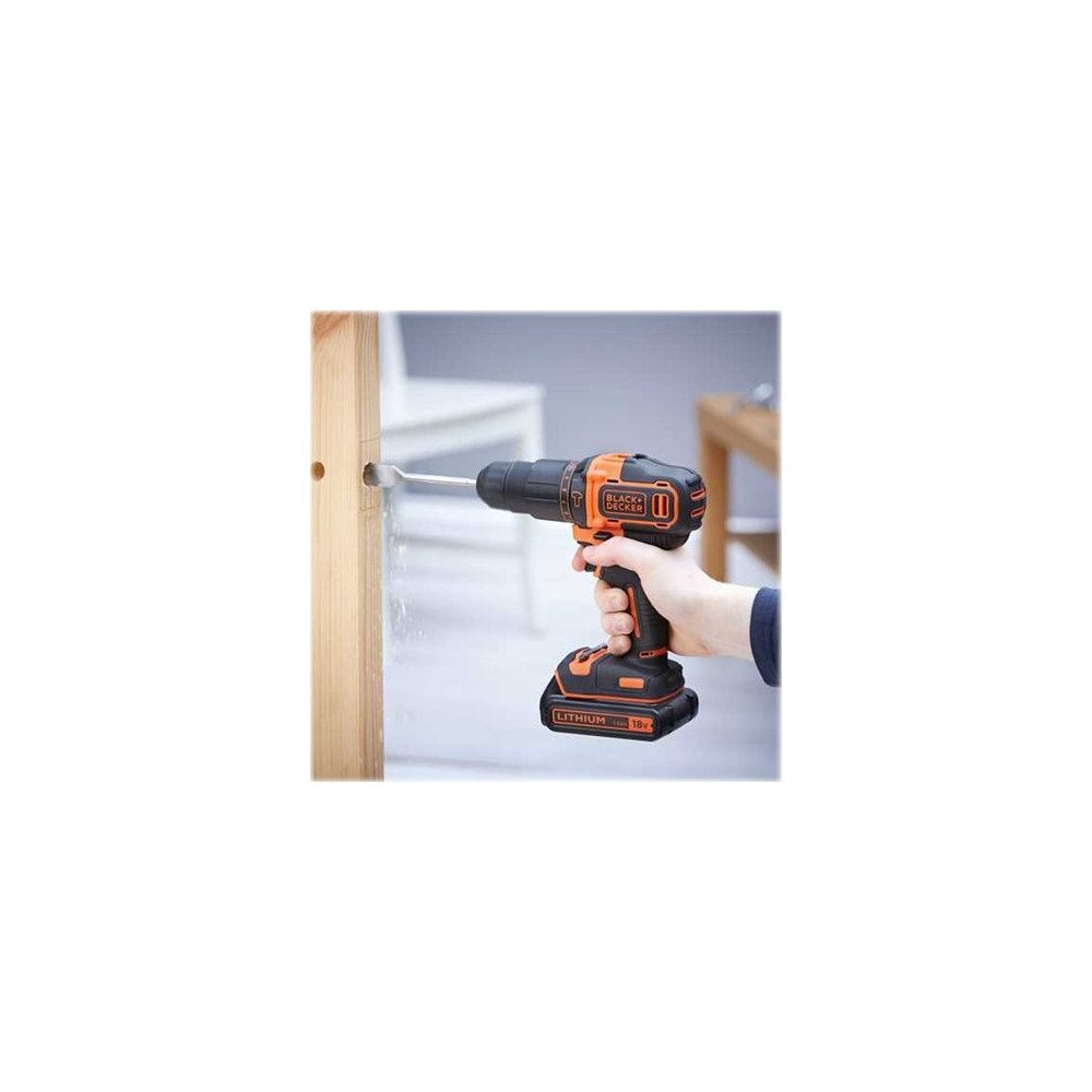 Produktbild för BLACK+DECKER BDCHD18KB-QW slagborr/skruvdragare - sladdlös - 2 hastigheter - 2 batterier