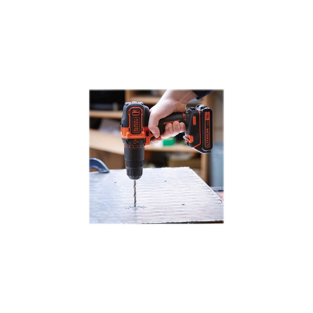 Produktbild för BLACK+DECKER BDCHD18KB-QW slagborr/skruvdragare - sladdlös - 2 hastigheter - 2 batterier