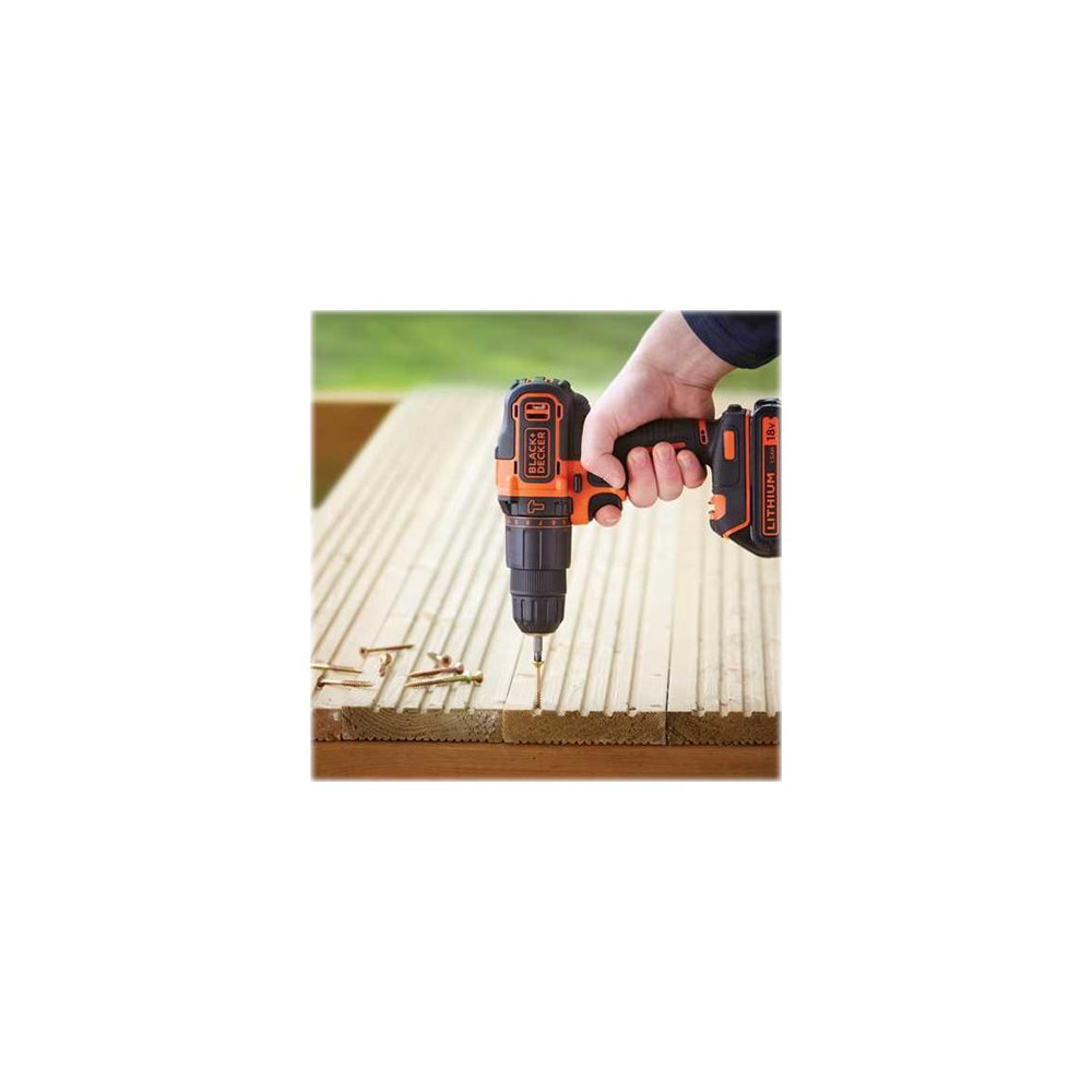 Produktbild för BLACK+DECKER BDCHD18KB-QW slagborr/skruvdragare - sladdlös - 2 hastigheter - 2 batterier