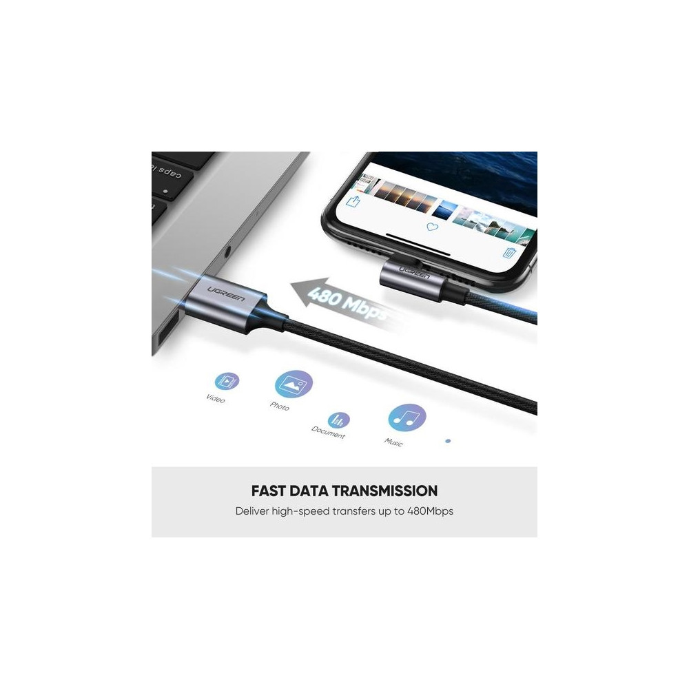 Produktbild för Ugreen 60521, Lightning, USB C, Hanstik, Hanstik, Sort, Grå,...