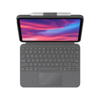 Produktbild för Logitech Combo Touch - tangentbord och foliefodral - med pekdyna - QWERTY - brittisk - oxford-grå Inmatningsenhet