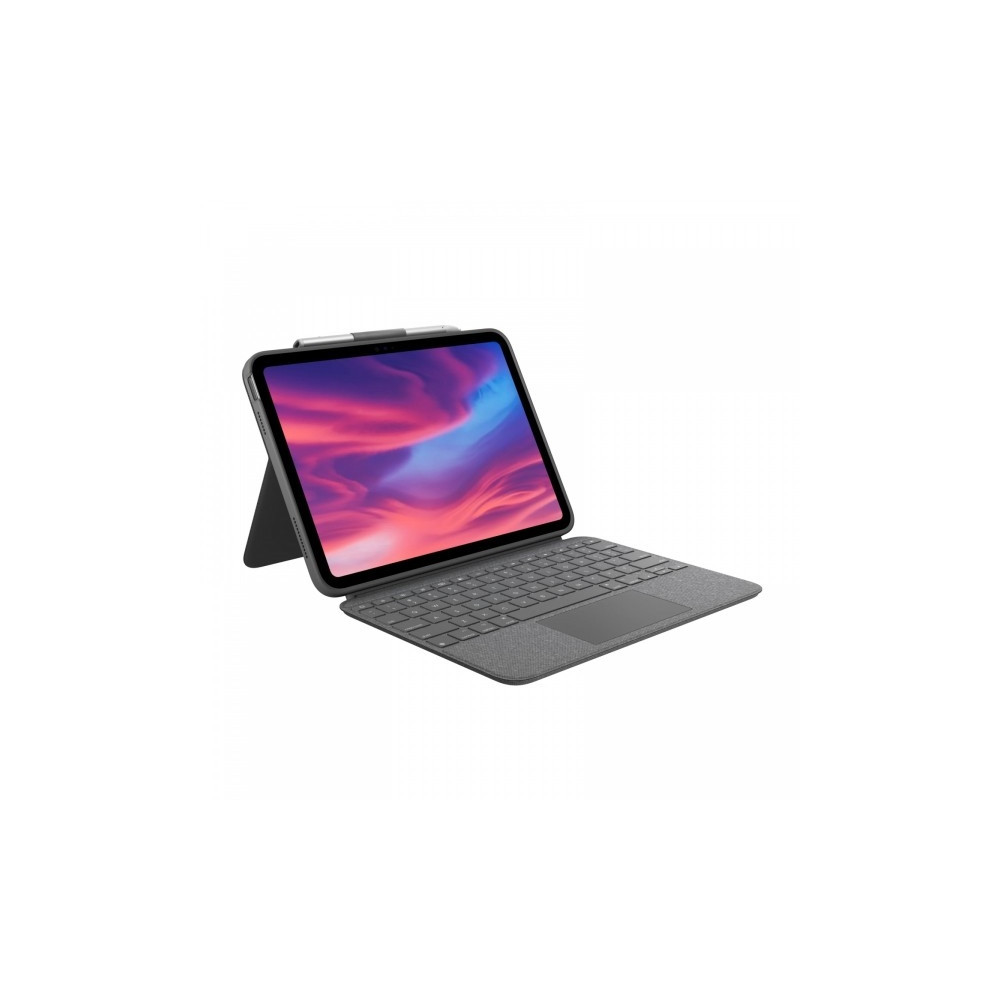 Produktbild för Logitech Combo Touch - tangentbord och foliefodral - med pekdyna - QWERTY - brittisk - oxford-grå Inmatningsenhet
