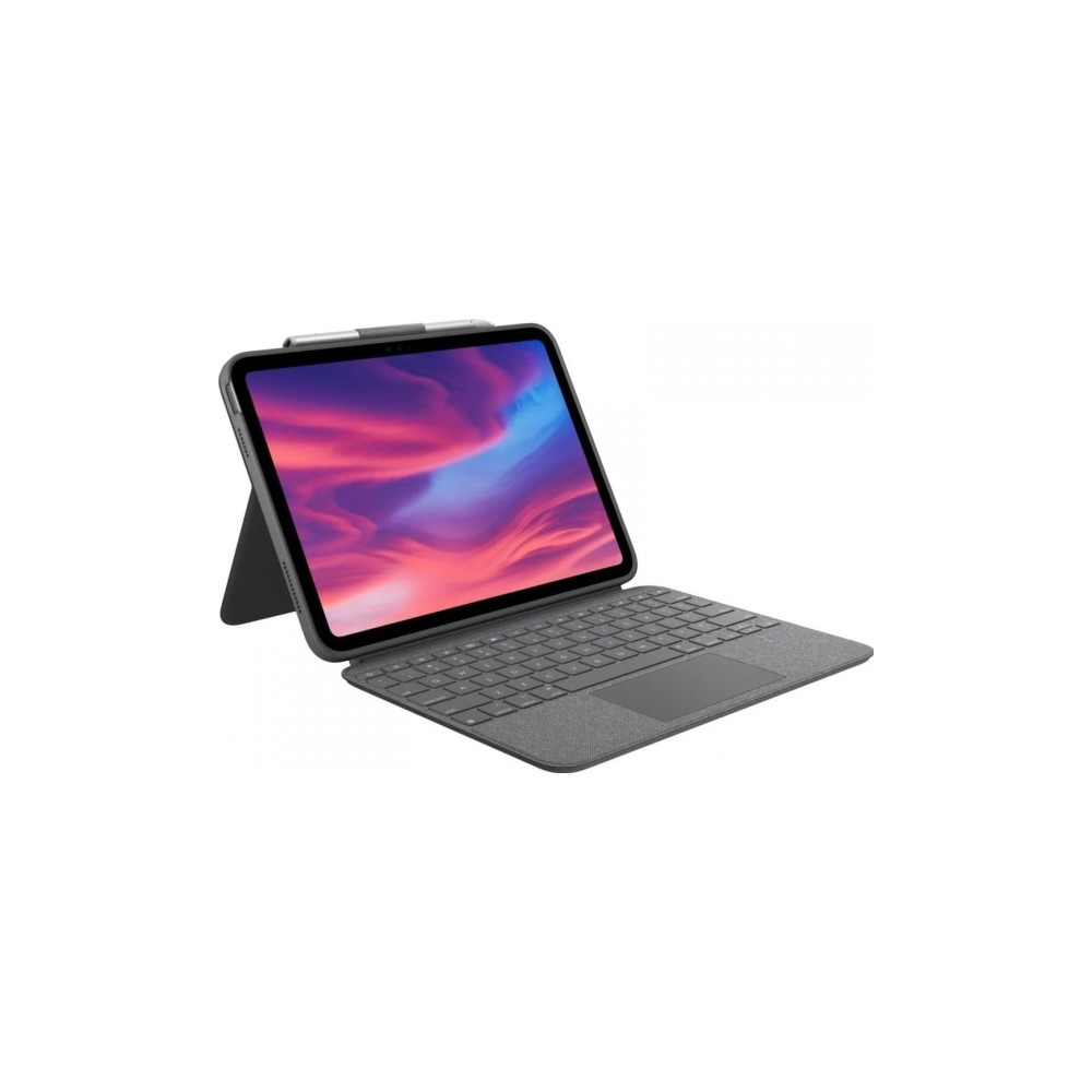 Produktbild för Logitech Combo Touch - tangentbord och foliefodral - med pekdyna - QWERTY - brittisk - oxford-grå Inmatningsenhet