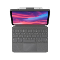 Produktbild för Logitech Combo Touch - tangentbord och foliefodral - med pekdyna - QWERTY - brittisk - oxford-grå Inmatningsenhet