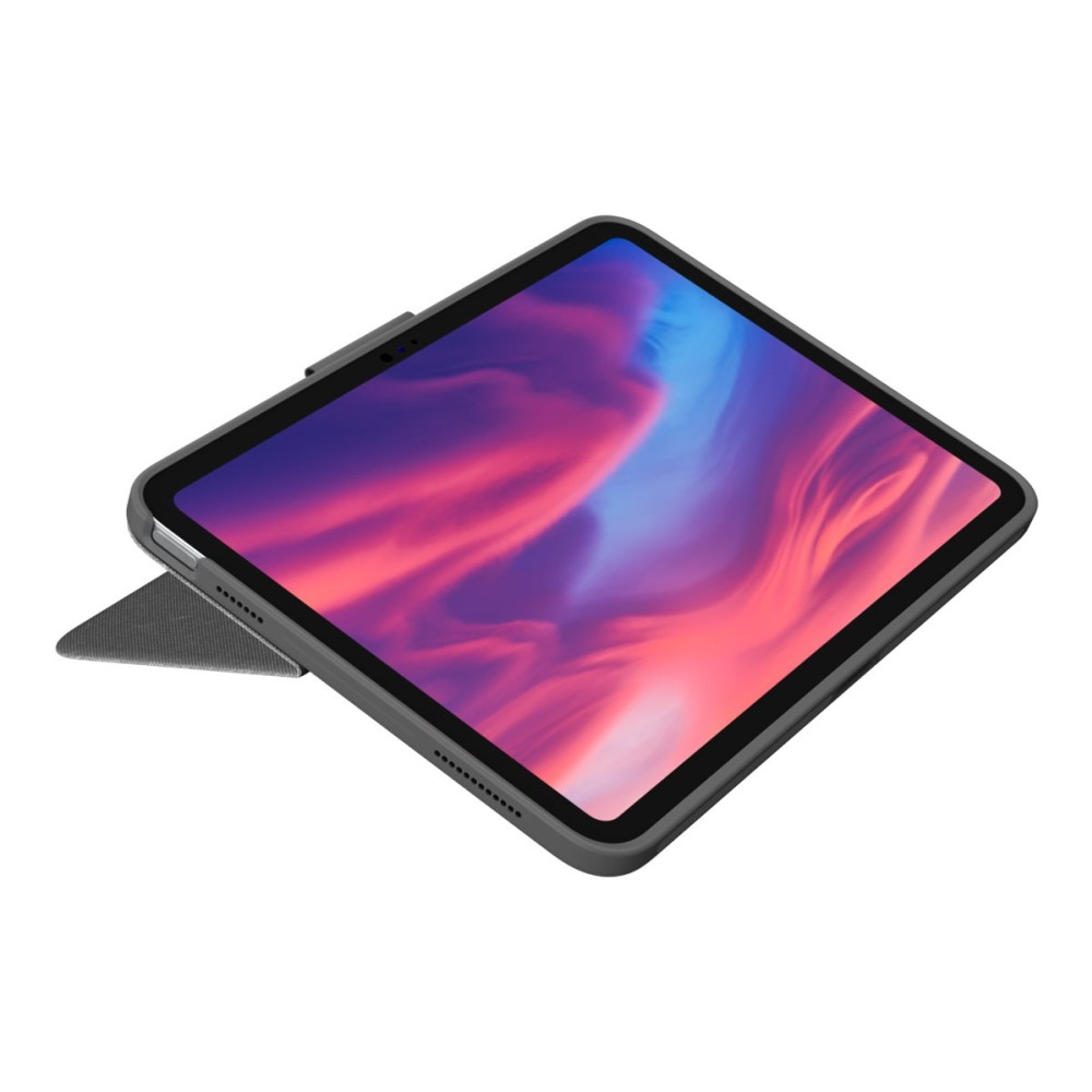 Produktbild för Logitech Combo Touch - tangentbord och foliefodral - med pekdyna - QWERTY - brittisk - oxford-grå Inmatningsenhet