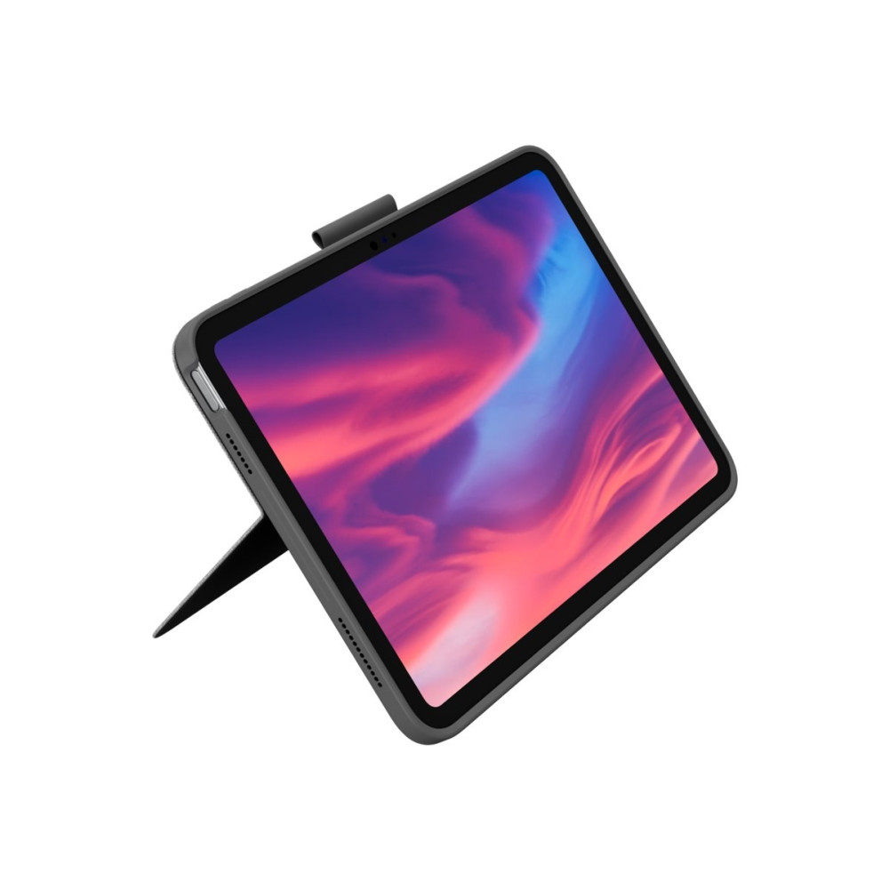 Produktbild för Logitech Combo Touch - tangentbord och foliefodral - med pekdyna - QWERTY - brittisk - oxford-grå Inmatningsenhet
