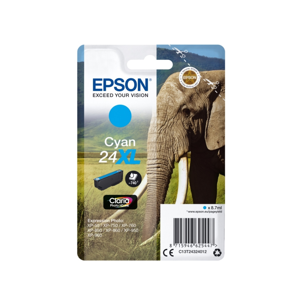 Produktbild för Epson 24XL - XL - cyan - original - bläckpatron