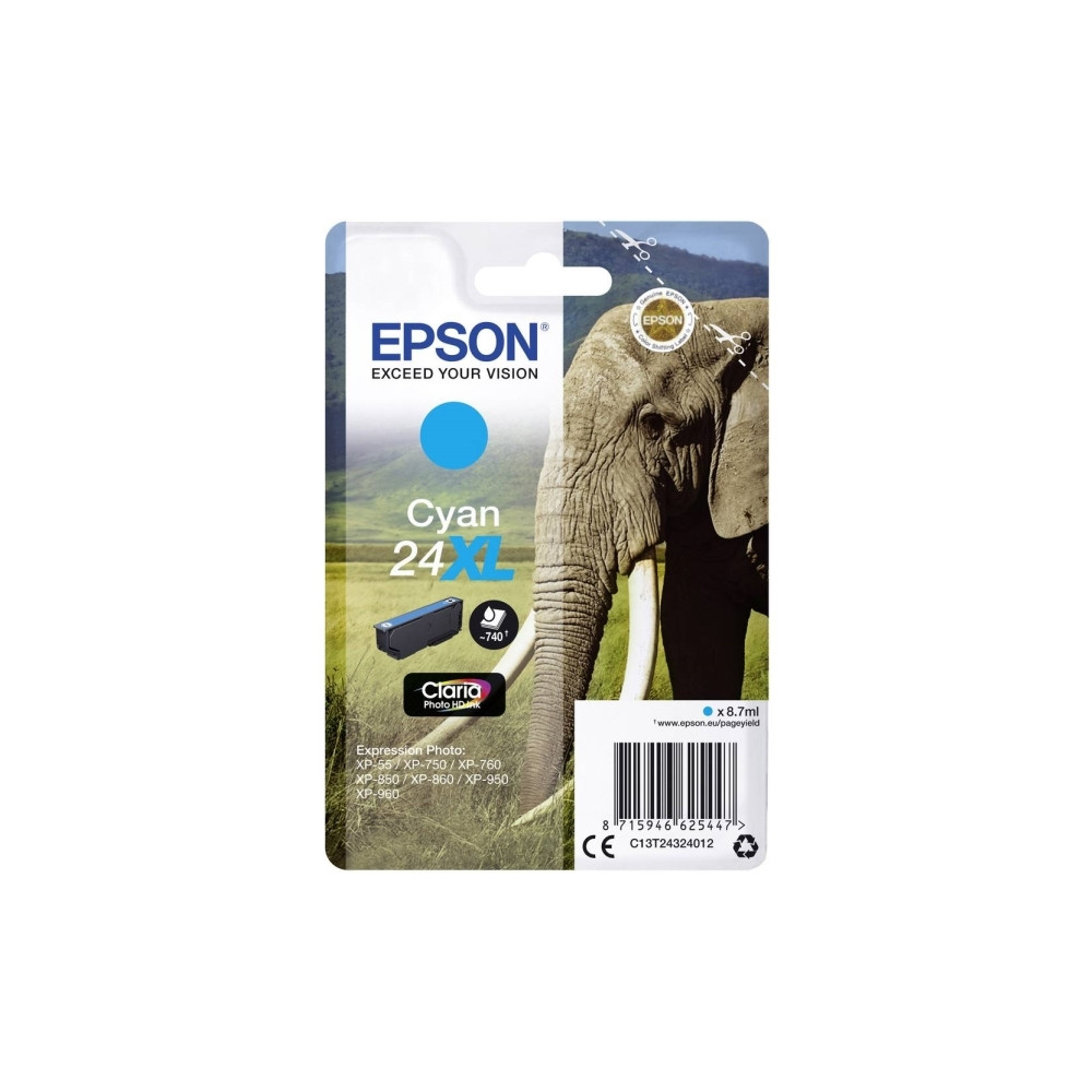 Produktbild för Epson 24XL - XL - cyan - original - bläckpatron