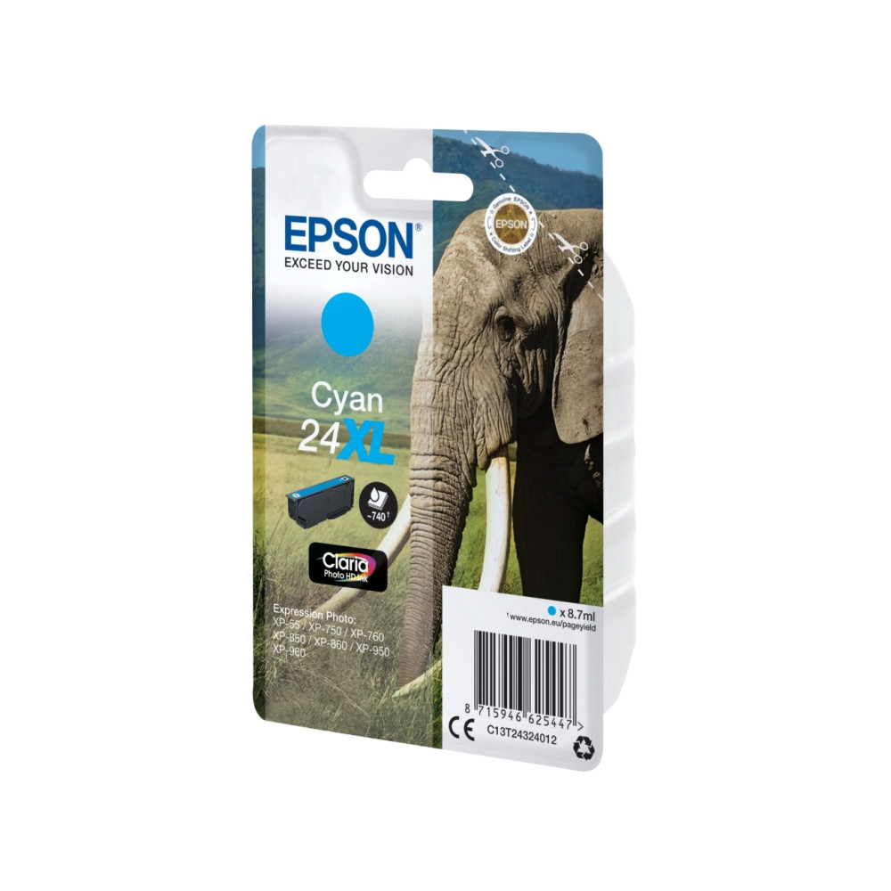 Produktbild för Epson 24XL - XL - cyan - original - bläckpatron