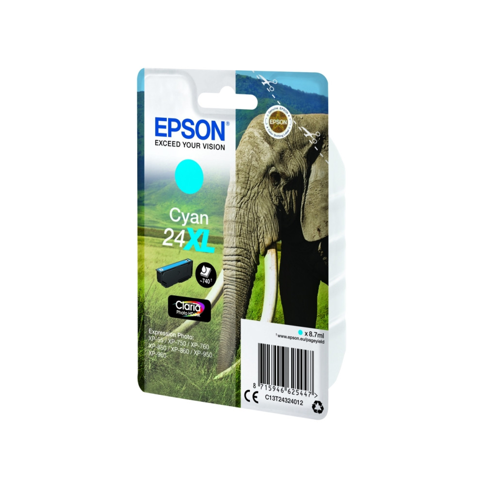 Produktbild för Epson 24XL - XL - cyan - original - bläckpatron