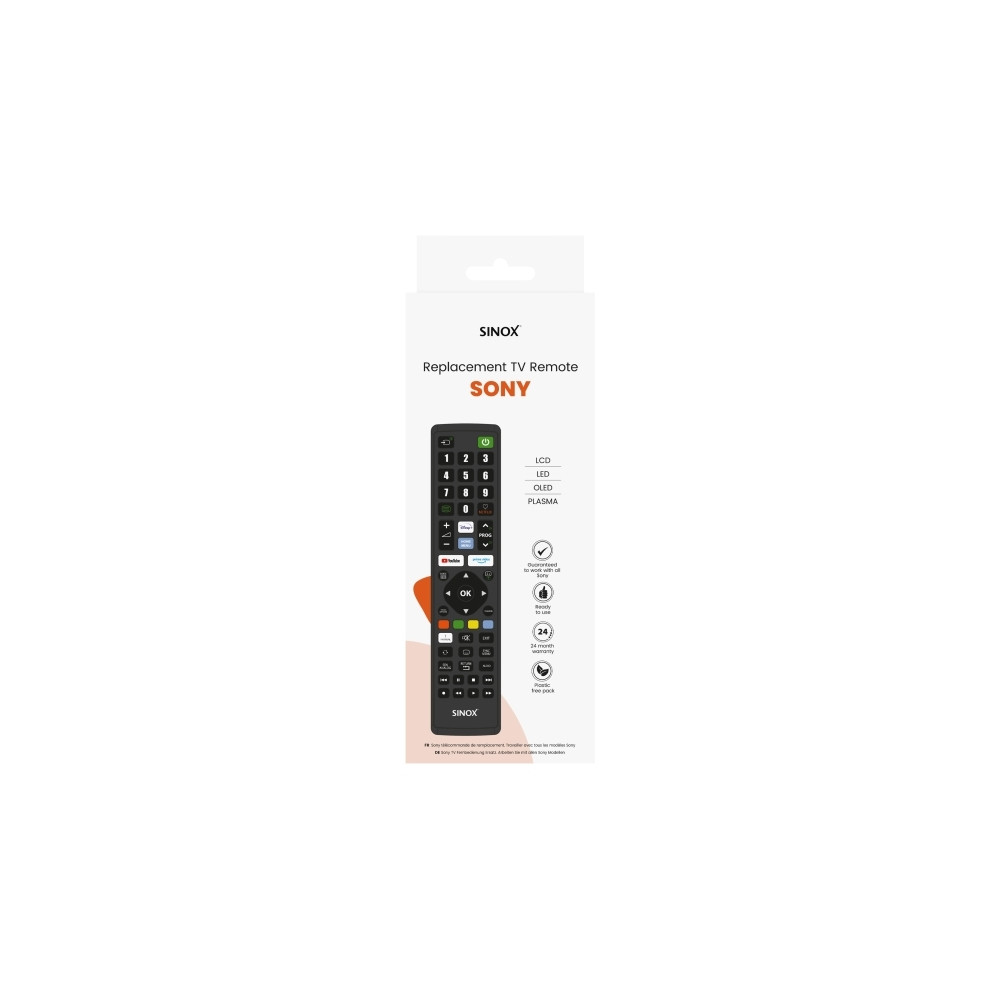 Produktbild för Sinox fjärrkontroll för Sony, TV, RF Trådlös, Tryckknappar,...