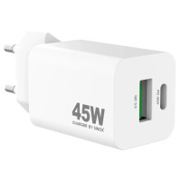 Produktbild för Sinox PRO väggladdare USB-A+USB-C PD 45W. Vit, inomhus, AC,...