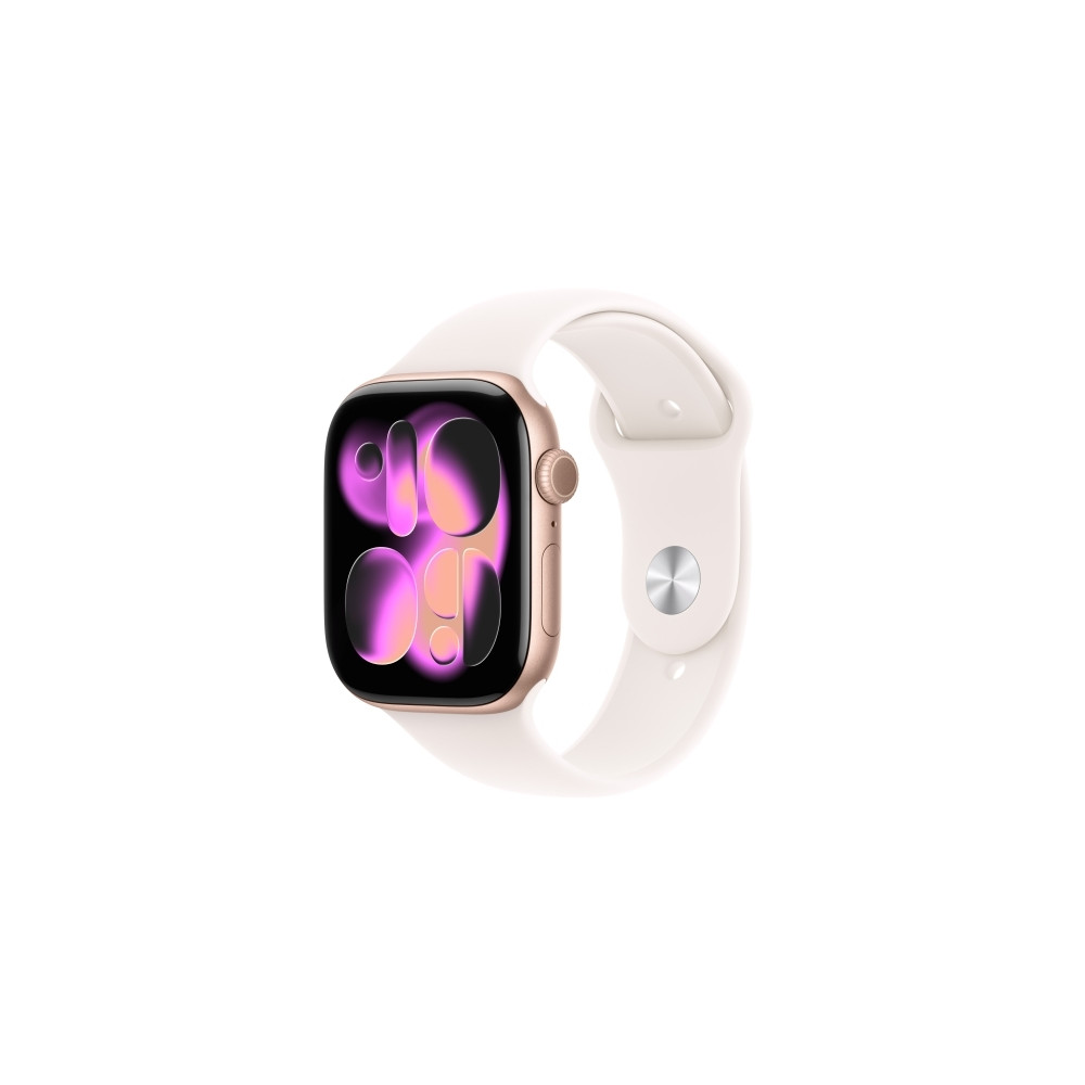 Produktbild för Apple Watch Series 11 (GPS) - guldrosa aluminium - smart klocka med sportband - lätt rouge - 64 GB