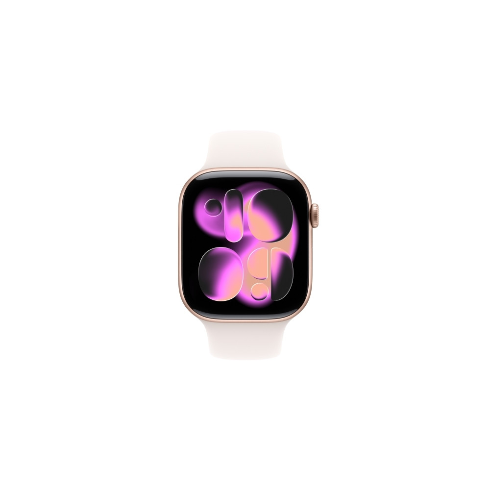 Produktbild för Apple Watch Series 11 (GPS) - guldrosa aluminium - smart klocka med sportband - lätt rouge - 64 GB