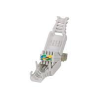 Produktbild för Intellinet RJ45 Modular Plug, Toolless Connector, Cat5/5e/6, 22-26 AWG solid and stranded UTP cables - nätverkskontakt - grå