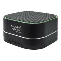 Produktbild för Manhattan Sound Science Metallic Bluetooth Speaker (Clearance Pricing), Microphone, FM Radio, Decent Sound Output (3W), 6 hour Playback time, Integrated Controls, Range 10m, microSD card reader, Aux 3.5mm, USB-A charging cable incl, Black, Bluetooth 5.0, 