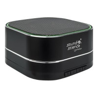 Produktbild för Manhattan Sound Science Metallic Bluetooth Speaker (Clearance Pricing), Microphone, FM Radio, Decent Sound Output (3W), 6 hour Playback time, Integrated Controls, Range 10m, microSD card reader, Aux 3.5mm, USB-A charging cable incl, Black, Bluetooth 5.0, 