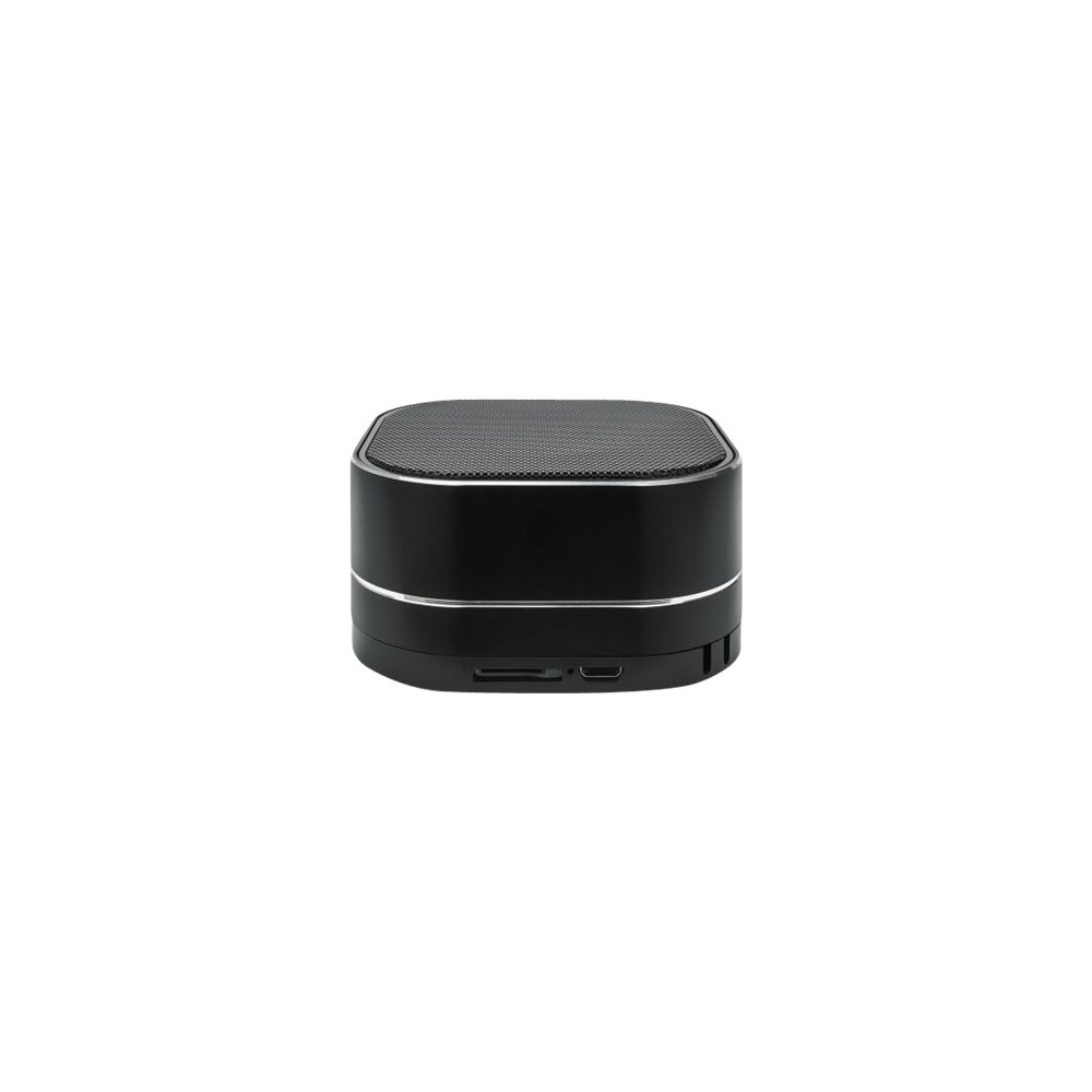 Produktbild för Manhattan Sound Science Metallic Bluetooth Speaker (Clearance Pricing), Microphone, FM Radio, Decent Sound Output (3W), 6 hour Playback time, Integrated Controls, Range 10m, microSD card reader, Aux 3.5mm, USB-A charging cable incl, Black, Bluetooth 5.0, 