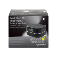 Produktbild för Manhattan Sound Science Metallic Bluetooth Speaker (Clearance Pricing), Microphone, FM Radio, Decent Sound Output (3W), 6 hour Playback time, Integrated Controls, Range 10m, microSD card reader, Aux 3.5mm, USB-A charging cable incl, Black, Bluetooth 5.0, 