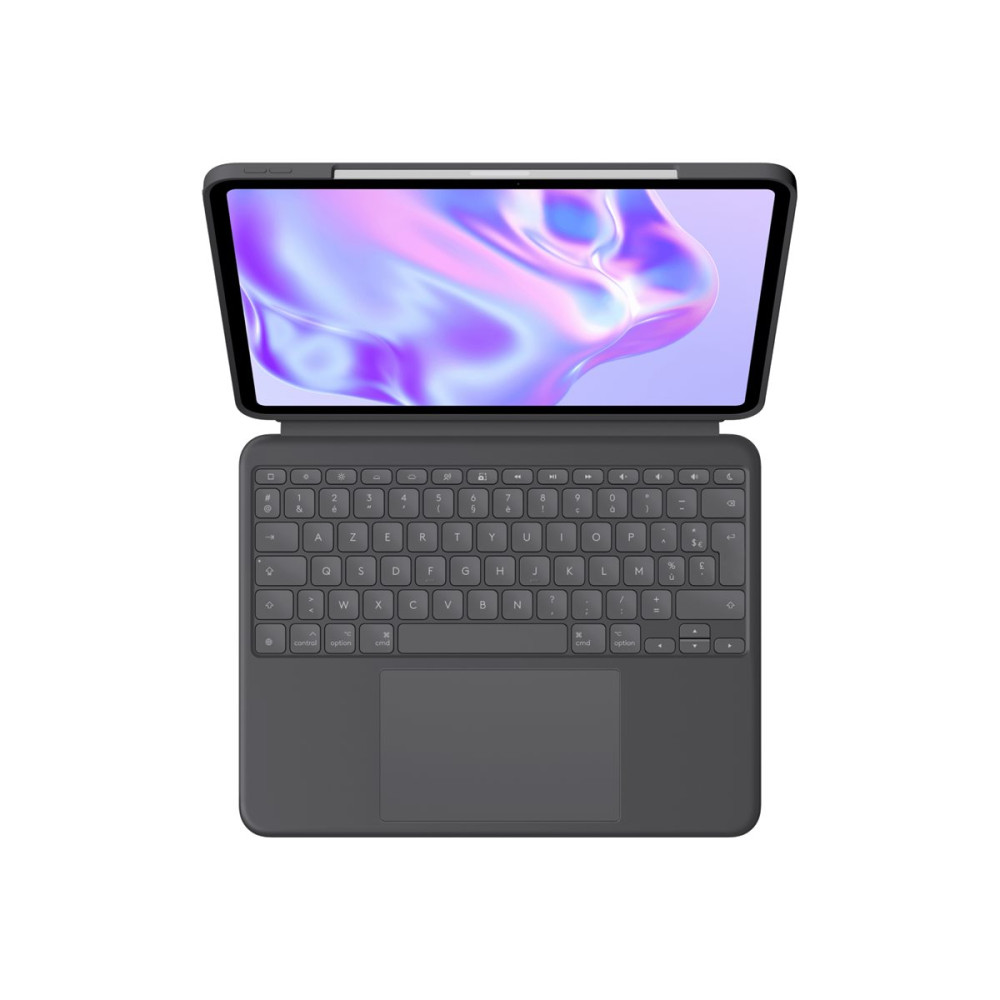Produktbild för Logitech Combo Touch - tangentbord och foliefodral - med pekdyna - AZERTY - fransk - grafit Inmatningsenhet