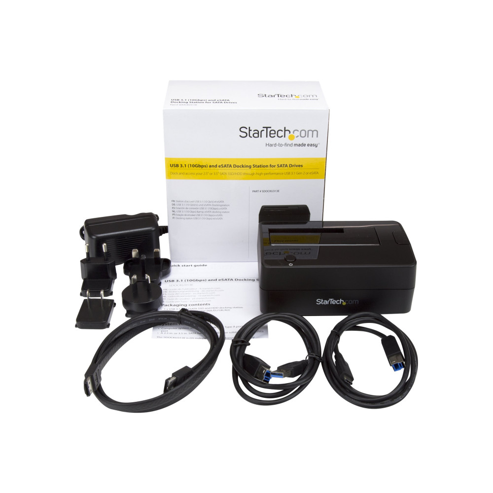 Produktbild för Startech Hårddisk-dockningsstation för 2,5/3,5" SATA-hårddiskar - USB 3.1 (USB-A, USB-C) eller eSATA - HDD dockningsstation - SATA 6Gb/s - eSATA, USB 3.1 (Gen 2)