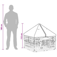 Produktbild för 4 Panel Hund Playpen med Tak 88 x 88 x 112 cm Plast Vit
