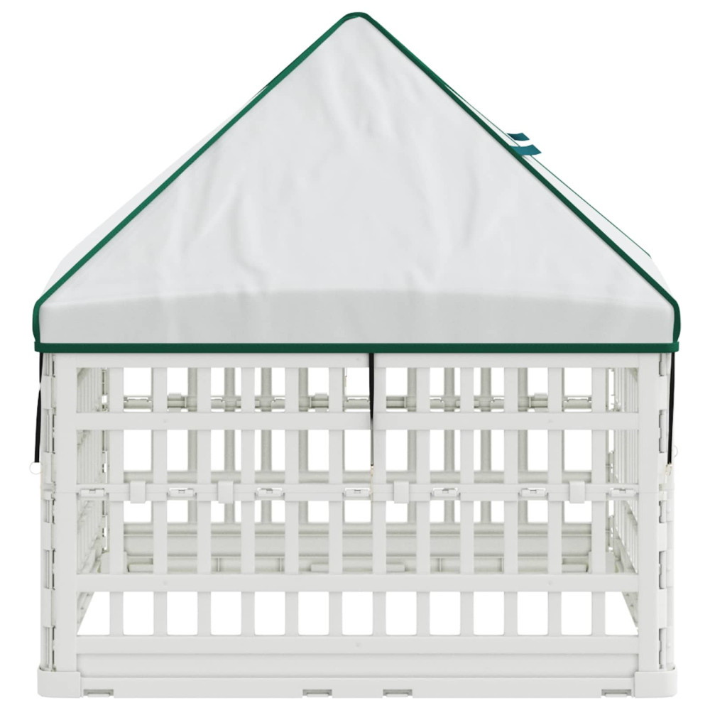 Produktbild för 4 Panel Hund Playpen med Tak 88 x 88 x 112 cm Plast Vit