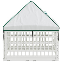 Produktbild för 4 Panel Hund Playpen med Tak 88 x 88 x 112 cm Plast Vit