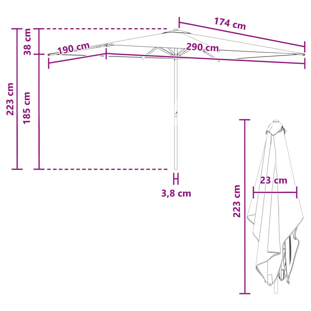 Produktbild för Trädgårdsparasol 200 x 300 cm Polyester Rektangulär Gul och Vit