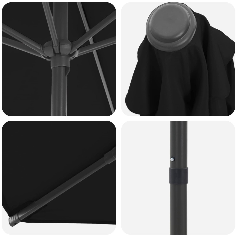 Produktbild för Trädgårdsparasol 300 x 300 cm Polyester Rektangulär Svart