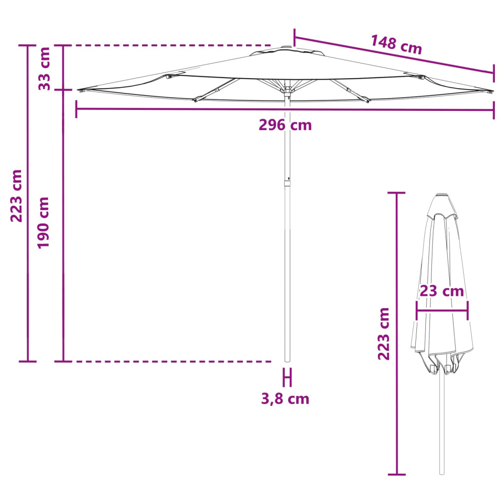 Produktbild för Trädgårdsparasol 300 x 300 cm Polyester Rektangulär Gul och Vit