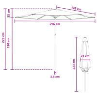 Produktbild för Trädgårdsparasol 300 x 300 cm Polyester Rektangulär Gul och Vit