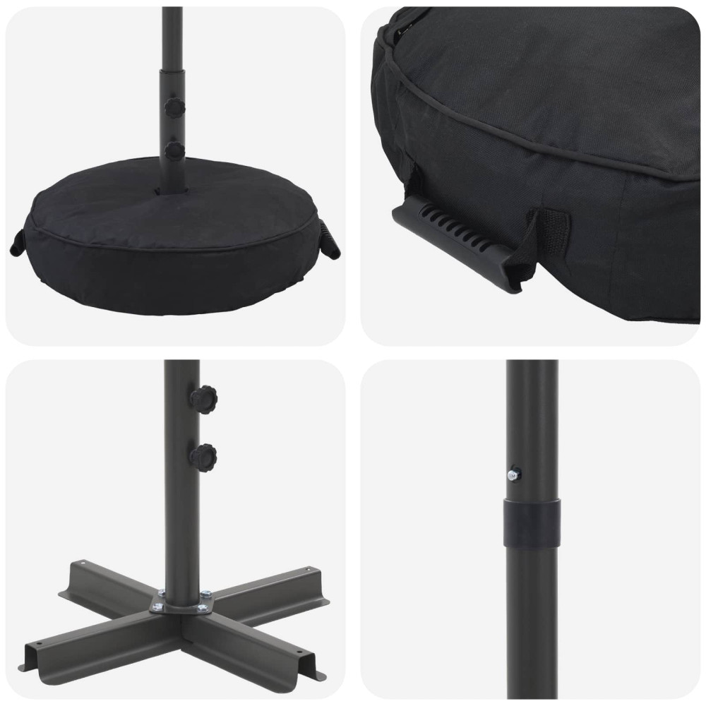 Produktbild för Trädgårdsparasol med Ställ 270 x 270 cm Polyester Rektangulär