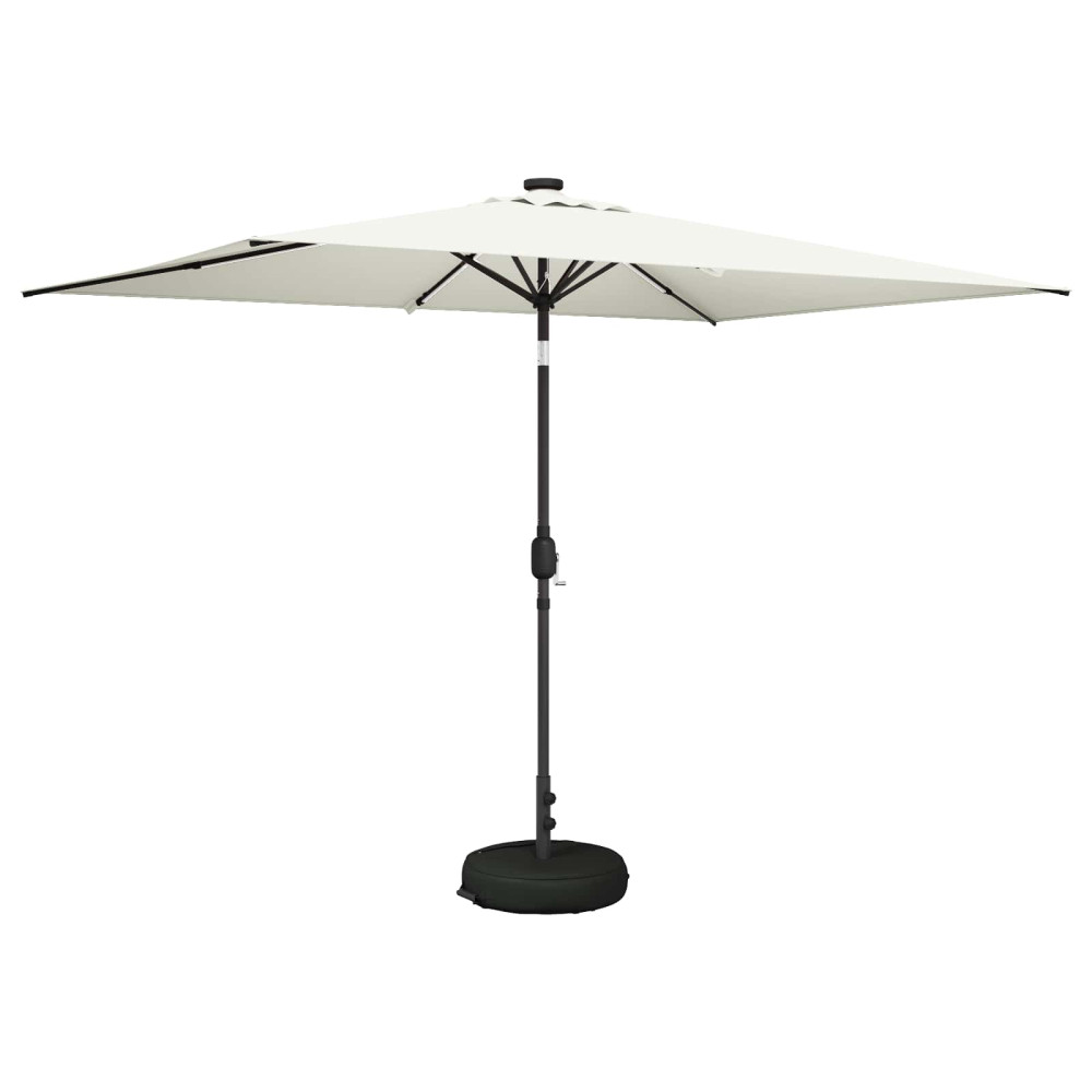 Produktbild för Trädgårdsparasol med LED-lampor och bas 200 x 300 cm Polyester