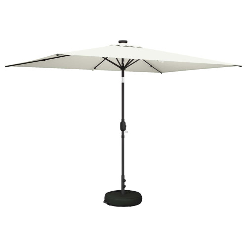 vidaXL Trädgårdsparasol med LED-lampor och bas 200 x 300 cm Polyester